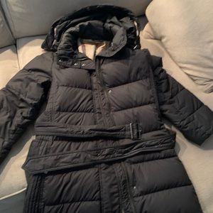 Burberry puffer jacket. Zip up with belt/buckle!